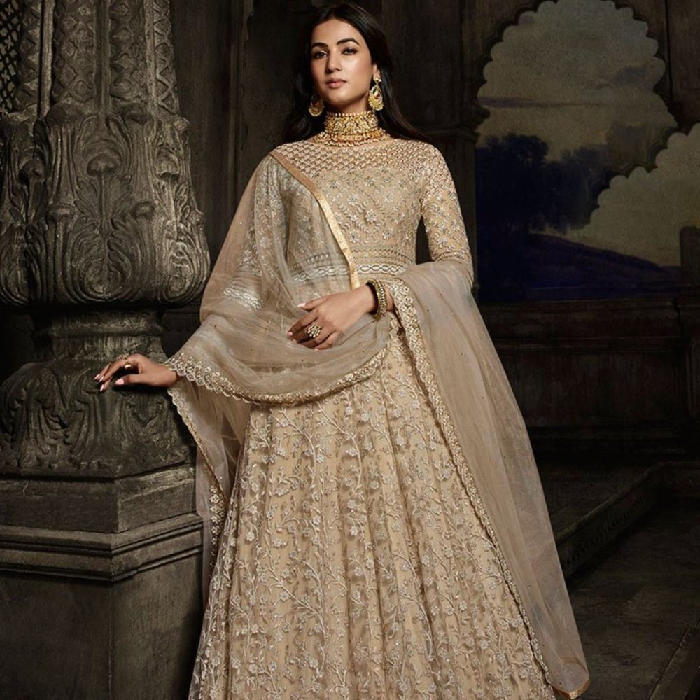 Beige Embroidered Anarkali NWT